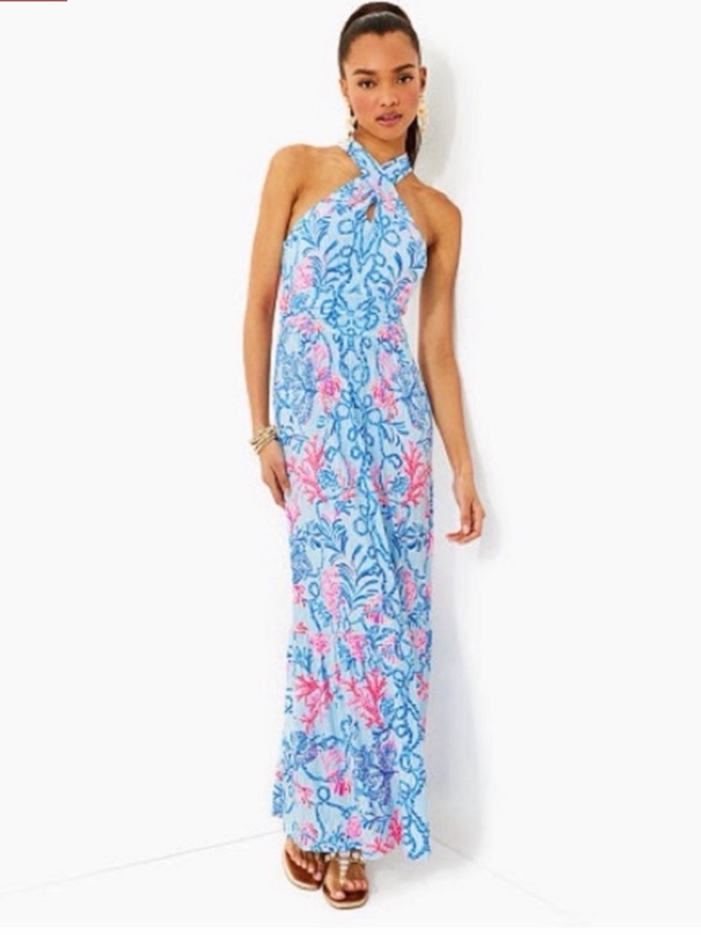 Lilly Pulitzer Montecito Halter Maxi Dress, Size XL, NWT